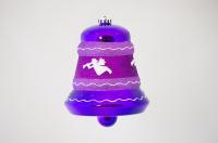 Елочная игрушка Объемный колокольчик с рисунком 150 мм Фиолетовый